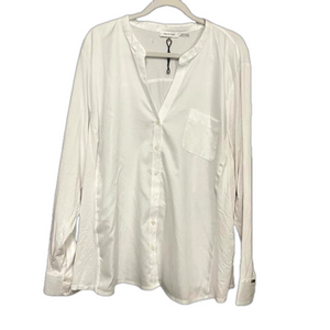 White Calvin Klein button down V neck dress shirt 3x-  Like New